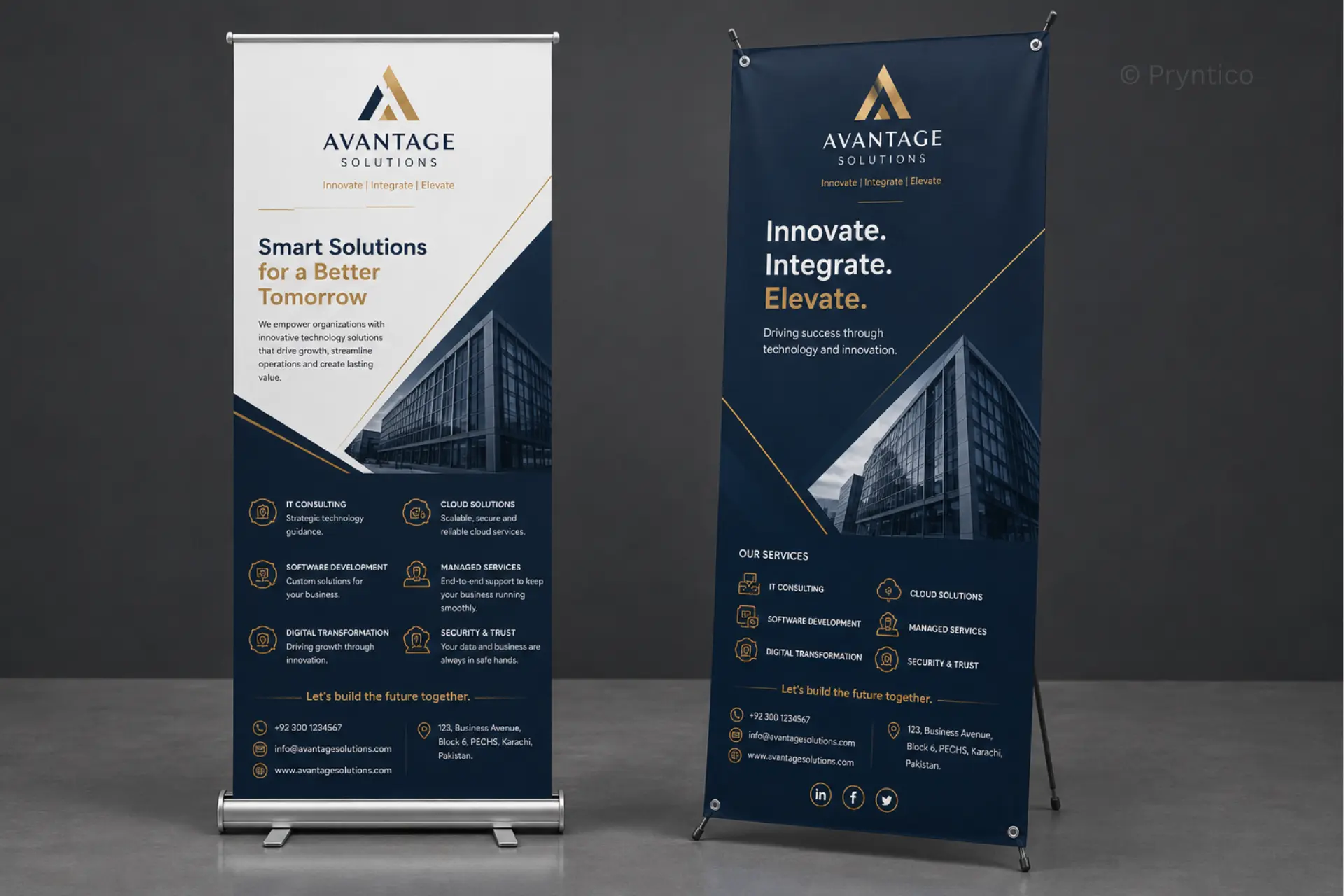 Pryntico Premium Rollup Standee and X Stand