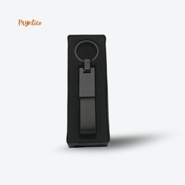 Black Stainless Steel keychain with Leather strip