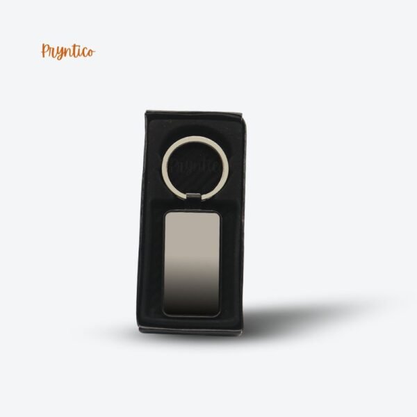 Silver Stainless Steel rectangle keychain - Pryntico