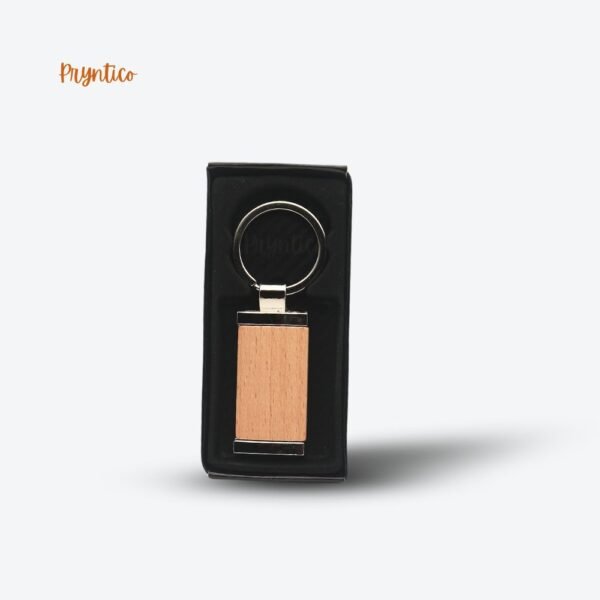 Silver Stainless Steel wooden log keychain - Pryntico
