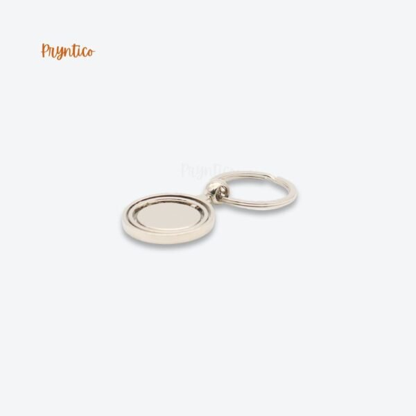 Silver Stainless Steel round keychain - Image 2