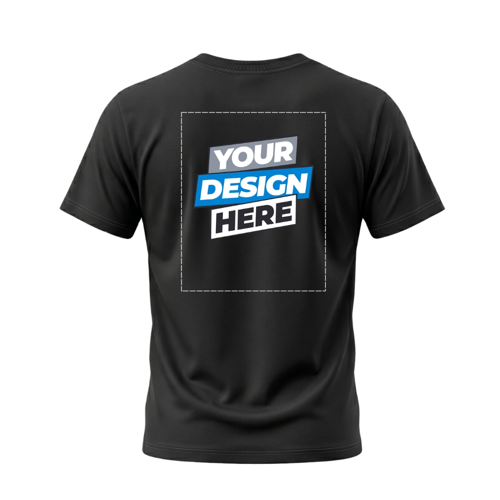 Pryntico Black T-shirt Back Mockup Design