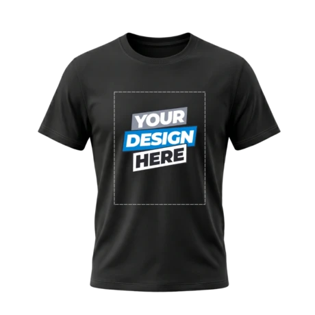 Pryntico Black T-shirt Front Mockup Design