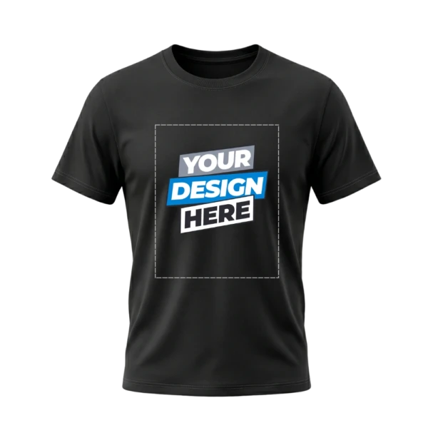 Pryntico Black T-shirt Front Mockup Design